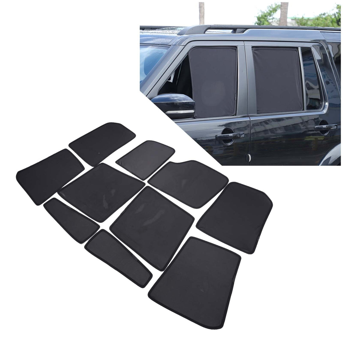 Full Car Window Screen Sun Shade Mesh Cover Windshield For LR Discovery 4 L319 10