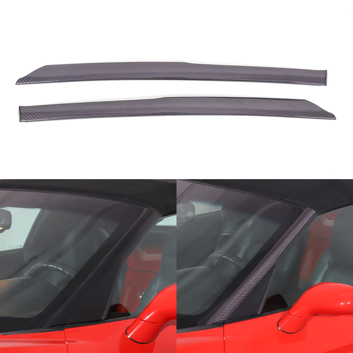 Purple Real Carbon Fiber Window Triangle A-Pillar Cover For Corvette C6 2005-13 10