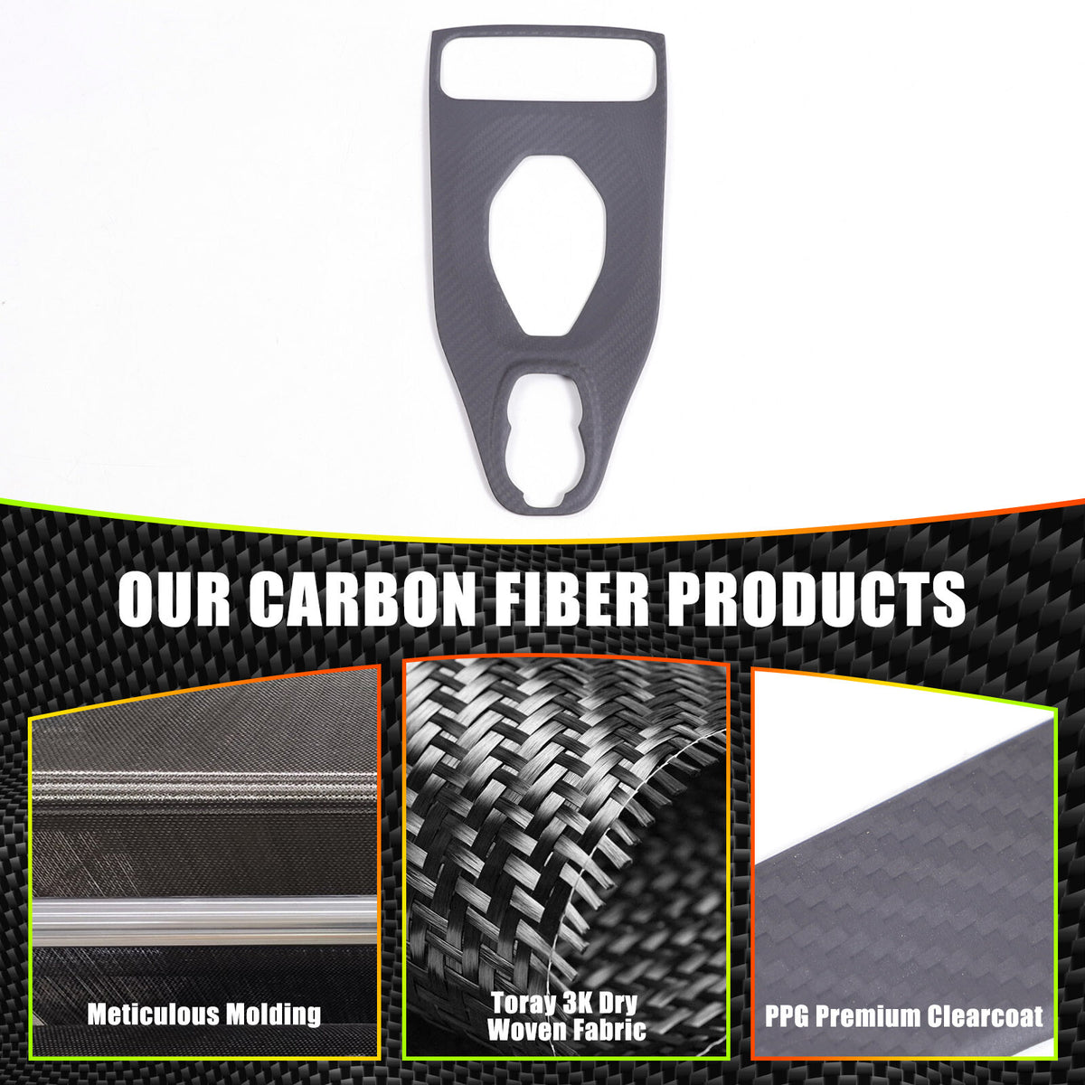 Matte Real Carbon Fiber Center Gear Shift Cover Trim For Lotus EMIRA V6 AT 21-25 8