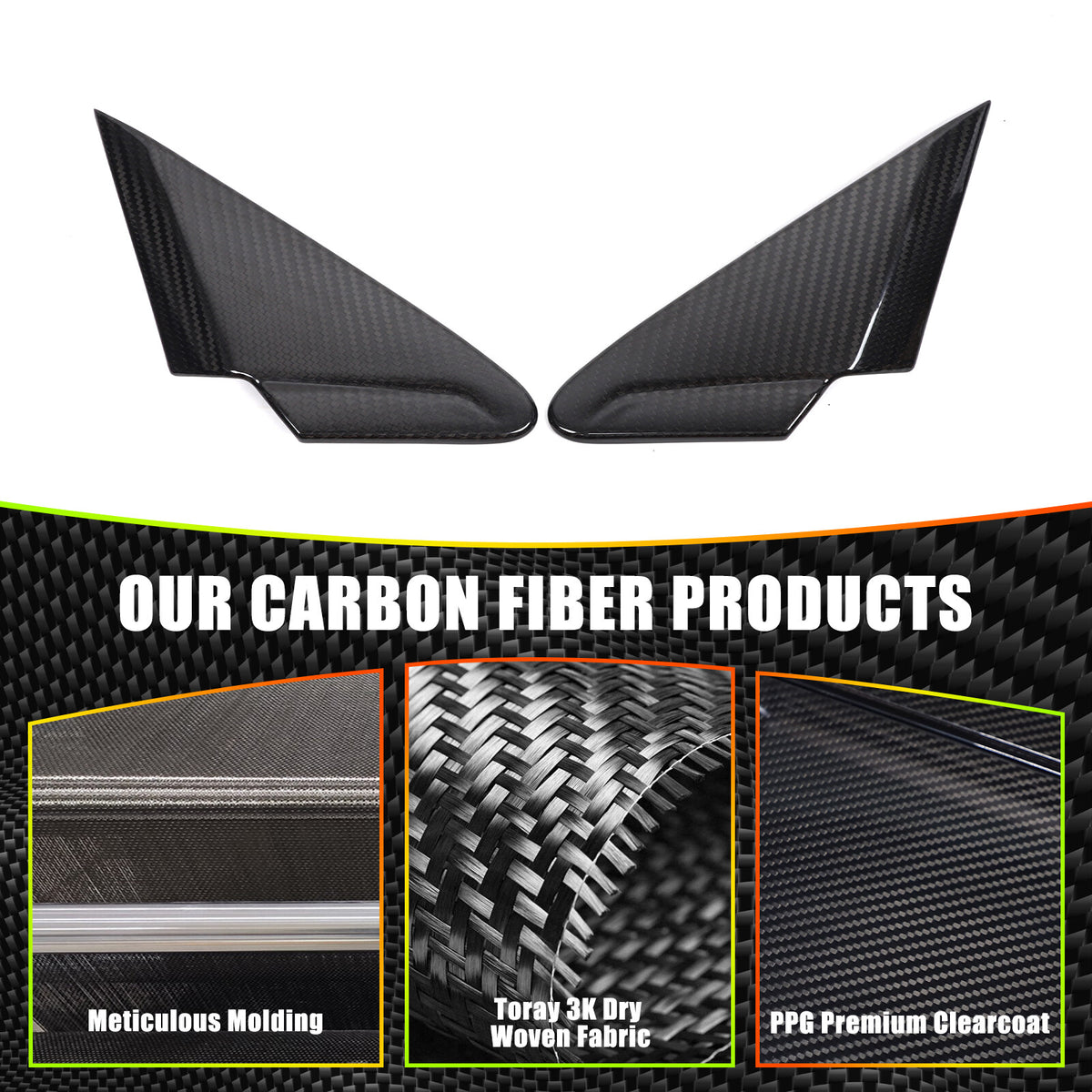 Real Carbon Fiber A Pillar Corner Triangle Trim For Subaru WRX STI VB 2022+ 17