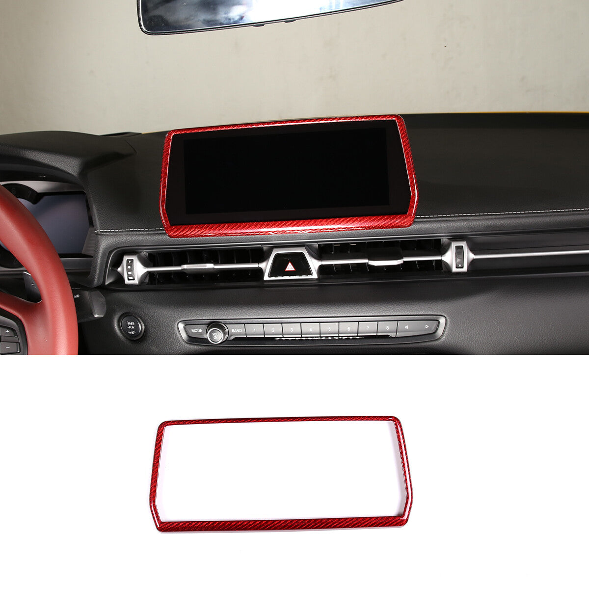 Red Carbon Fiber Console Navigation GPS Panel Trim For Toyota Supra 19-24 7