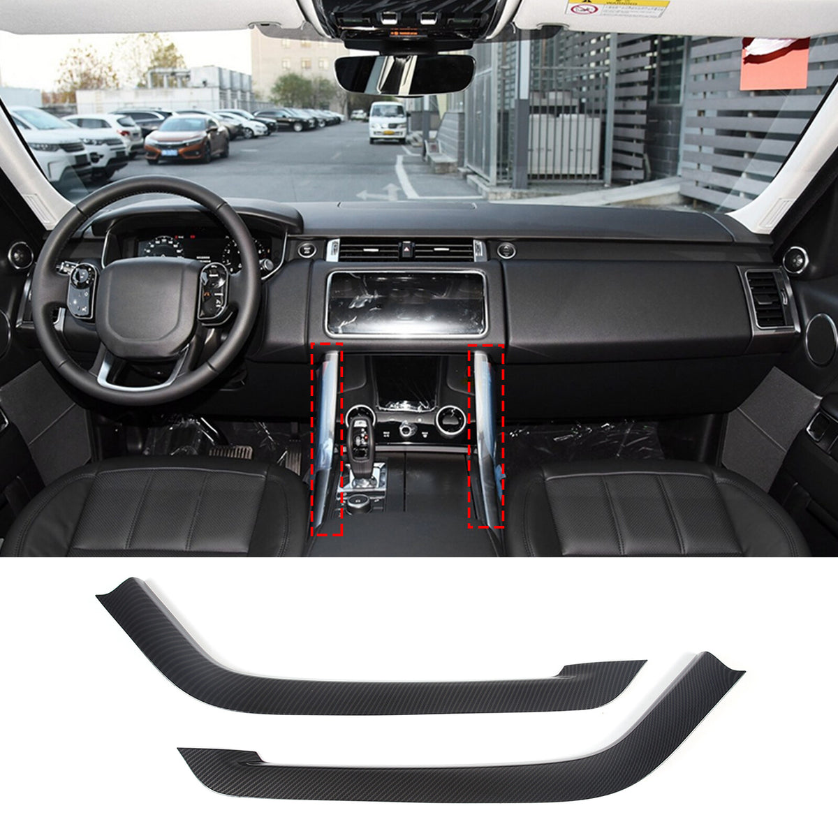 Carbon Fiber ABS Console Side Trim Strip For LR Range Rover Sport L494 18-22 6