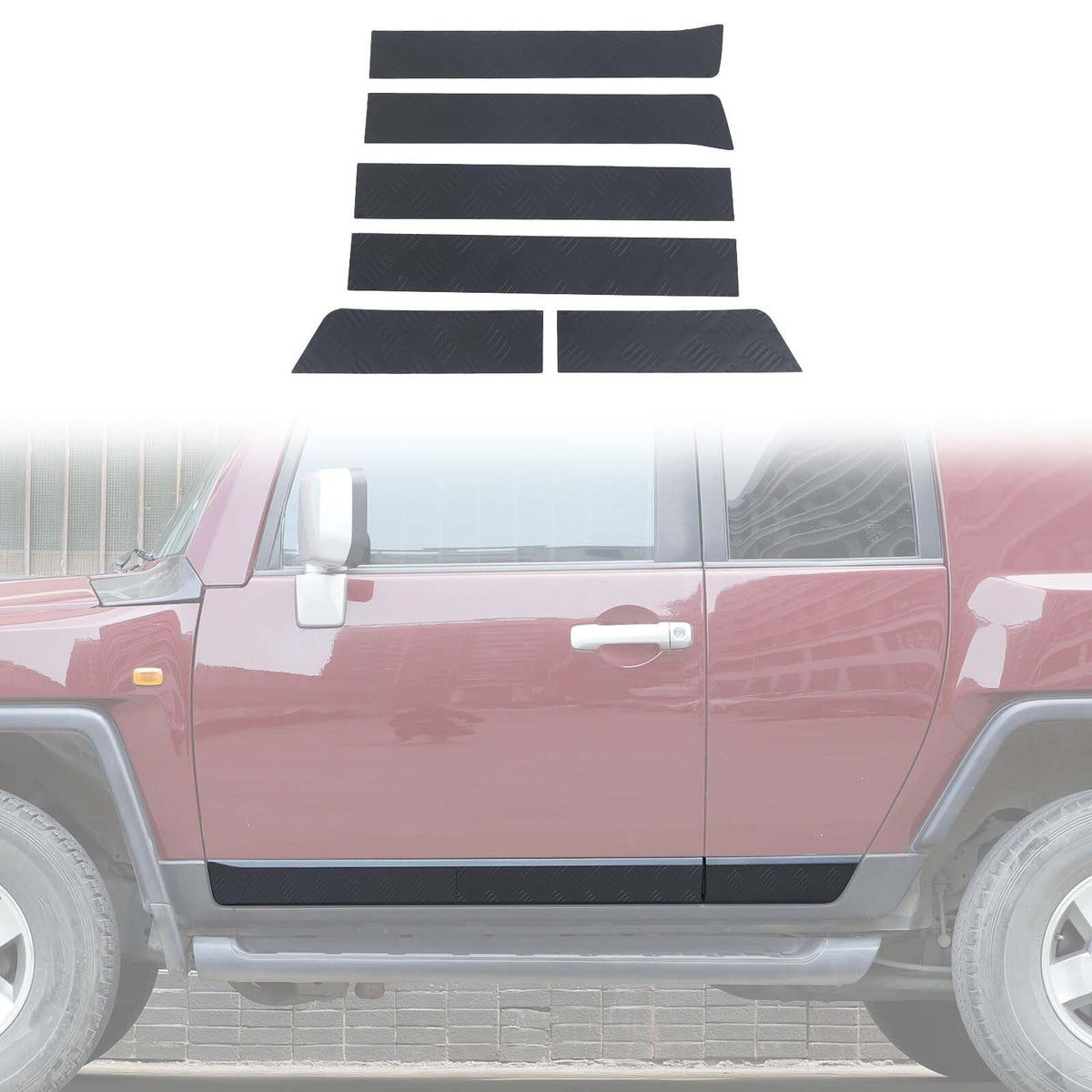 Black Alloy Car Body Door Side Molding Trim For Toyota FJ Cruiser 2007-21 2