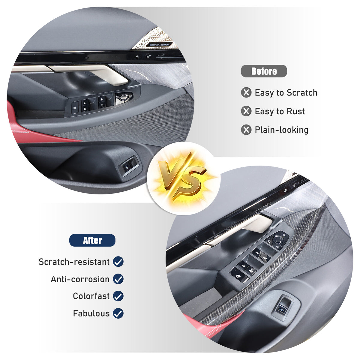 Real Carbon Fiber Window Lift Switch Button Trim Frame For BMW 5 Series G60 24+ 19