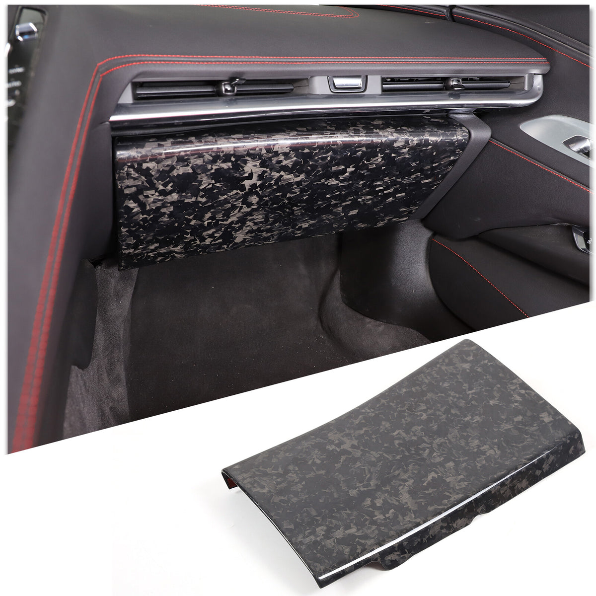 Forged Carbon Fiber Glove Box Trim Panel Cover Fit For Corvette C8 2020-2026 2