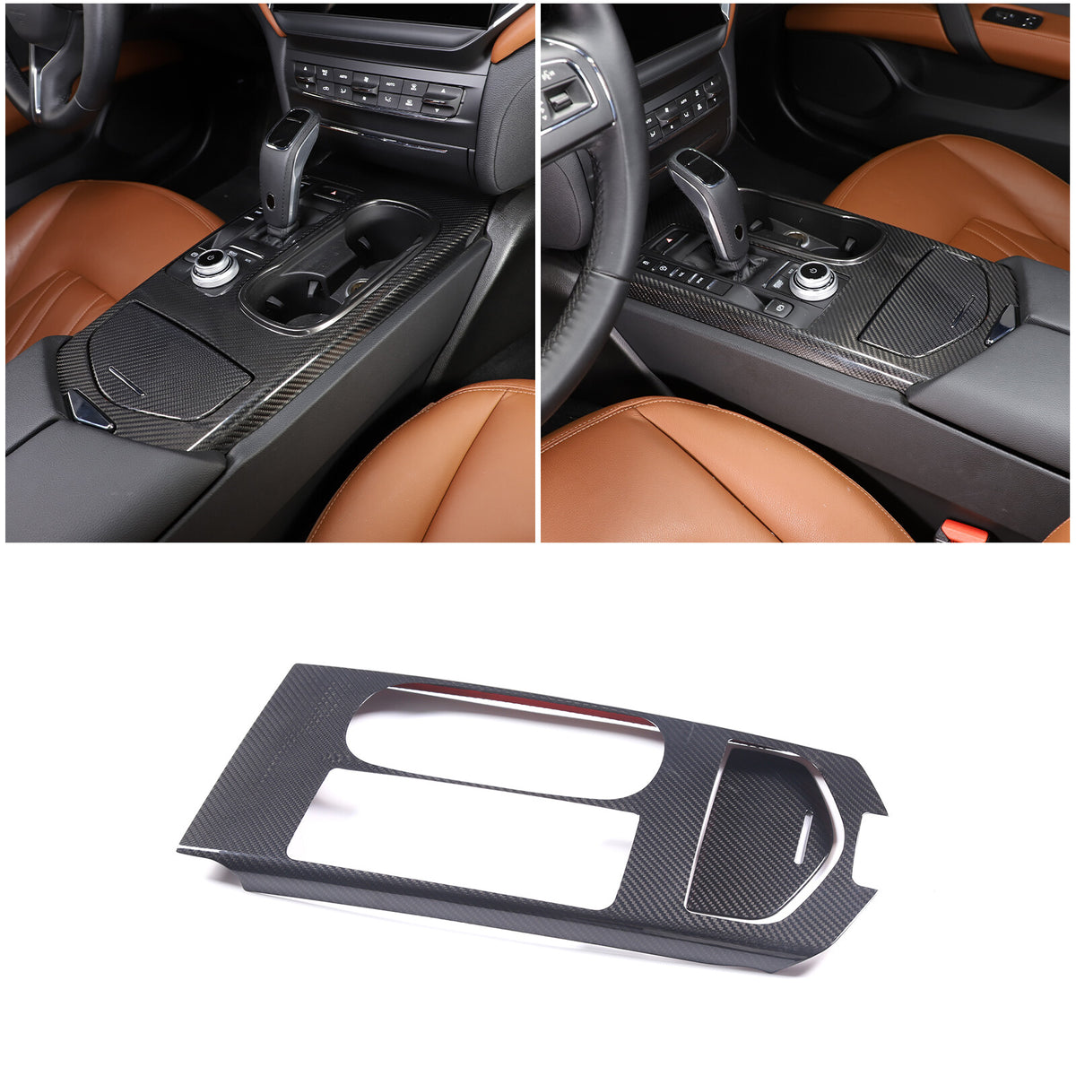 Center Control Gear Panel Trim Carbon Fiber Cover For Maserati Ghibli 2017-2023 6