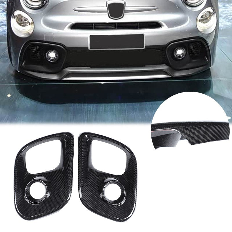 Real Carbon Fiber Front Fog Light Cover Trim For Fiat 500 Abarth 312 2017+ 19
