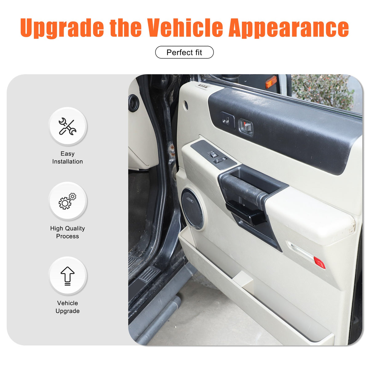 Glossy Piano Black ABS Interior Door Handle Trim For Hummer H2 2003-2007 US 13
