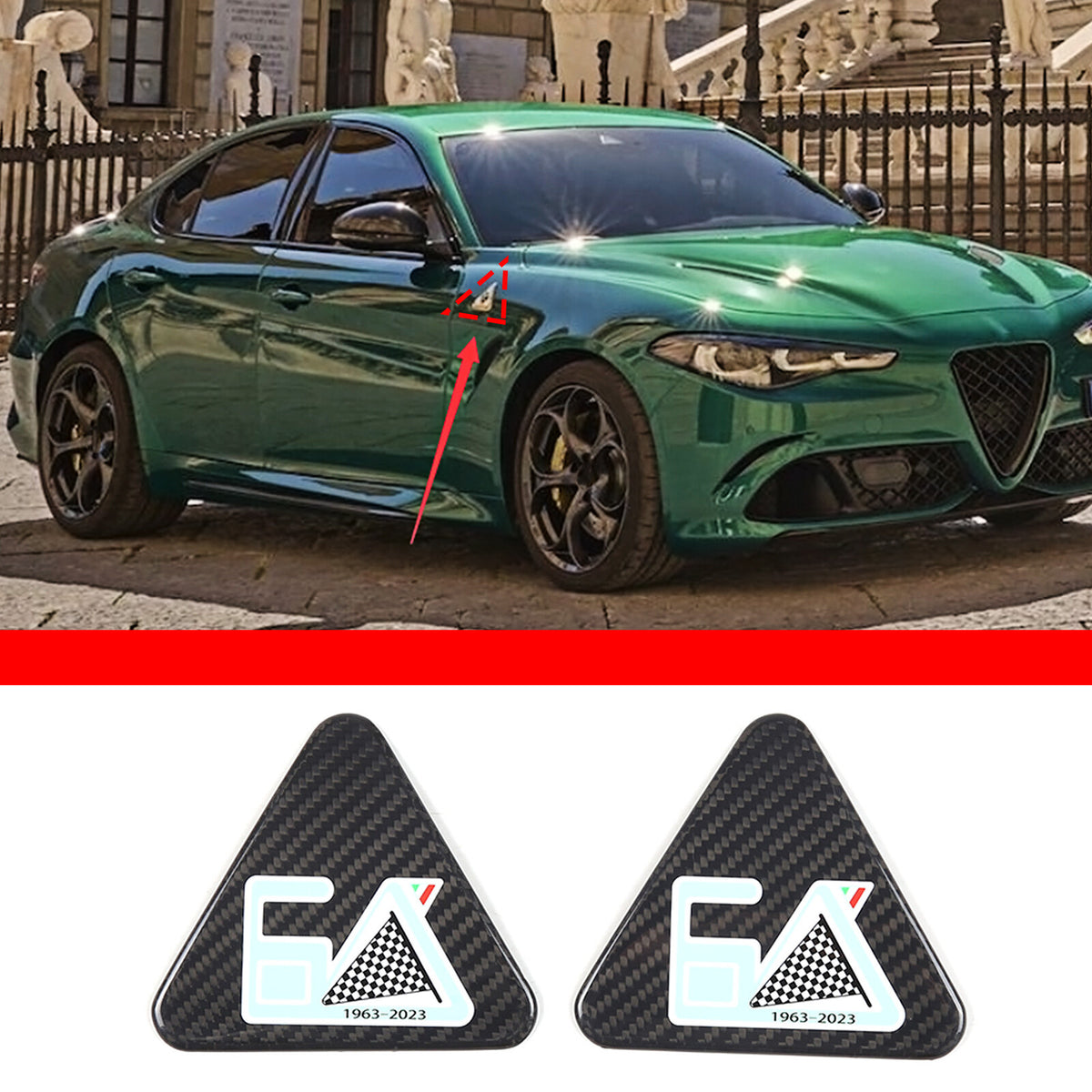 Real Carbon Car Side Fender Emblem Badge Trim For Alfa Romeo Giulia/Stelvio 17+ 13