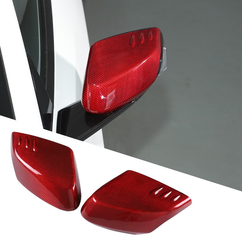 Red Real Carbon Fiber Side Mirror Cover Trim W/Air Vent For Corvette C8 2020+ 23