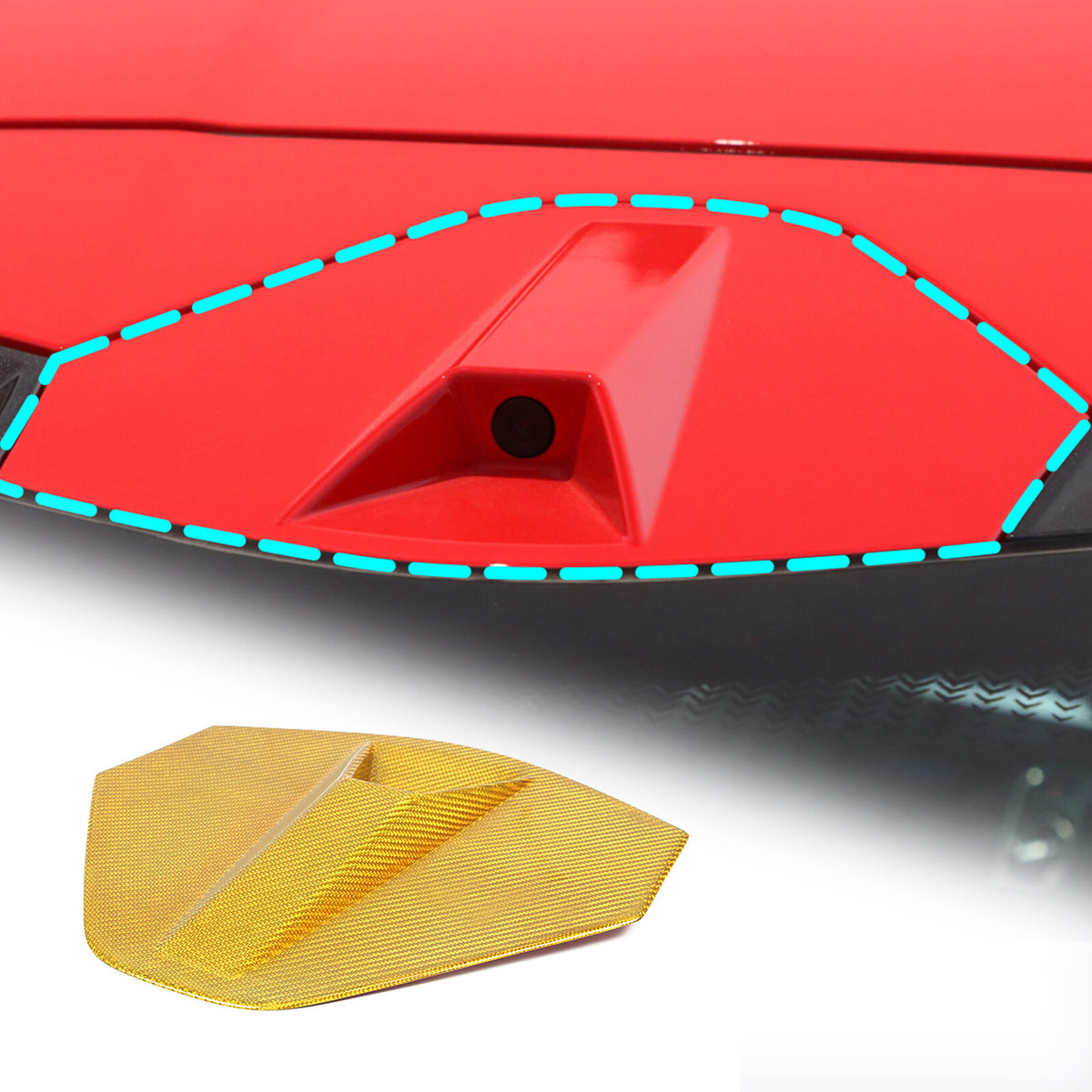 Yellow Carbon Fiber Car Roof Rearview Camera Cover Trim for Corvette C8 2020-26 1