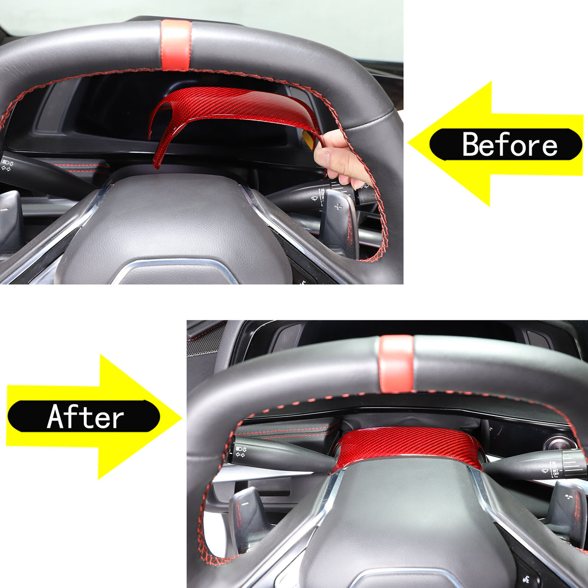 Red Real Carbon Fiber Interior Trim for Corvette C8 20-25 117
