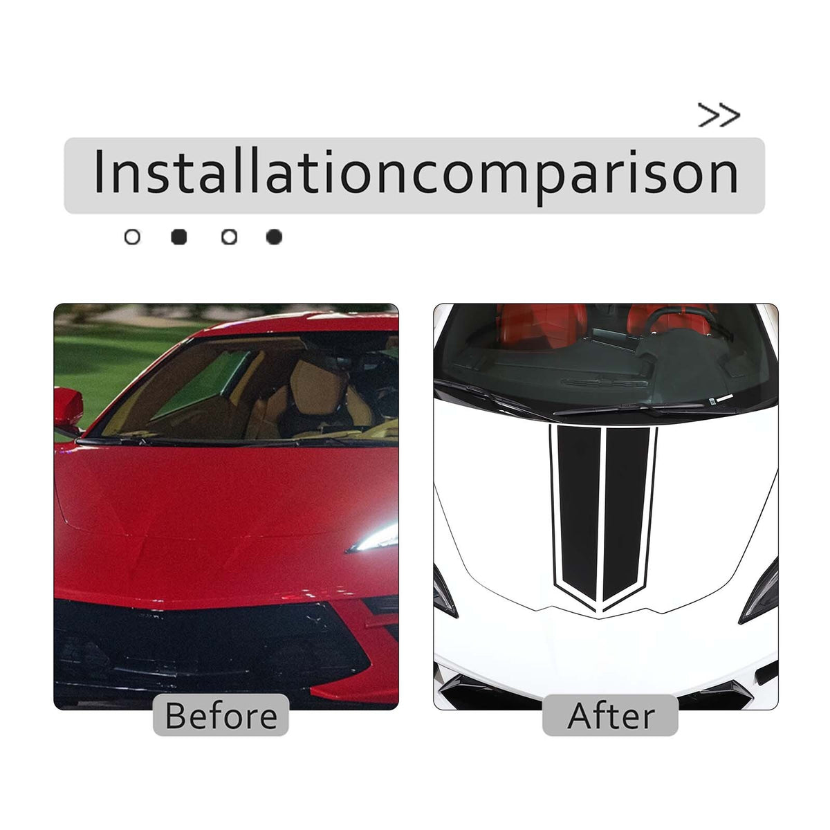 Black Racing Stripe Overlay Graphic Decal Flat Vinyl Fit For Corvette C8 2020-26 13