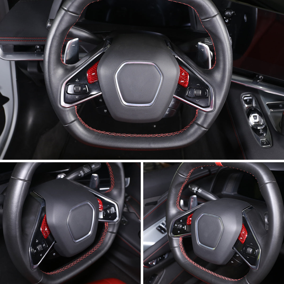 Red Real Carbon Fiber Full Interior Set Decor Trim Kit for Corvette C8 20-25 - Styles 51-55 39
