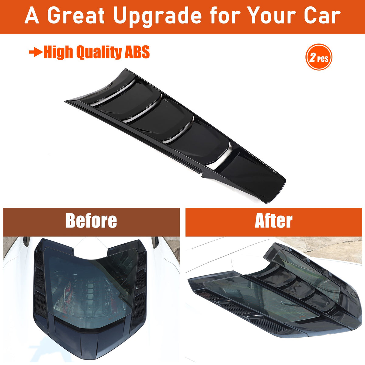 Piano Black Rear Split Window Applique Louver Trim For Corvette C8 Z51 2020+ 22