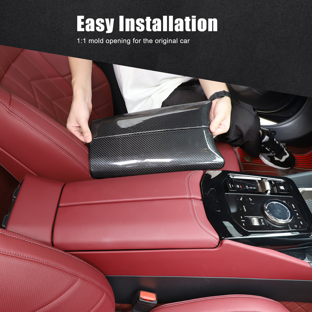 Real Carbon Fiber Center Console Armrest Box Cover Trim For BMW 5 Series G60 24+ 16