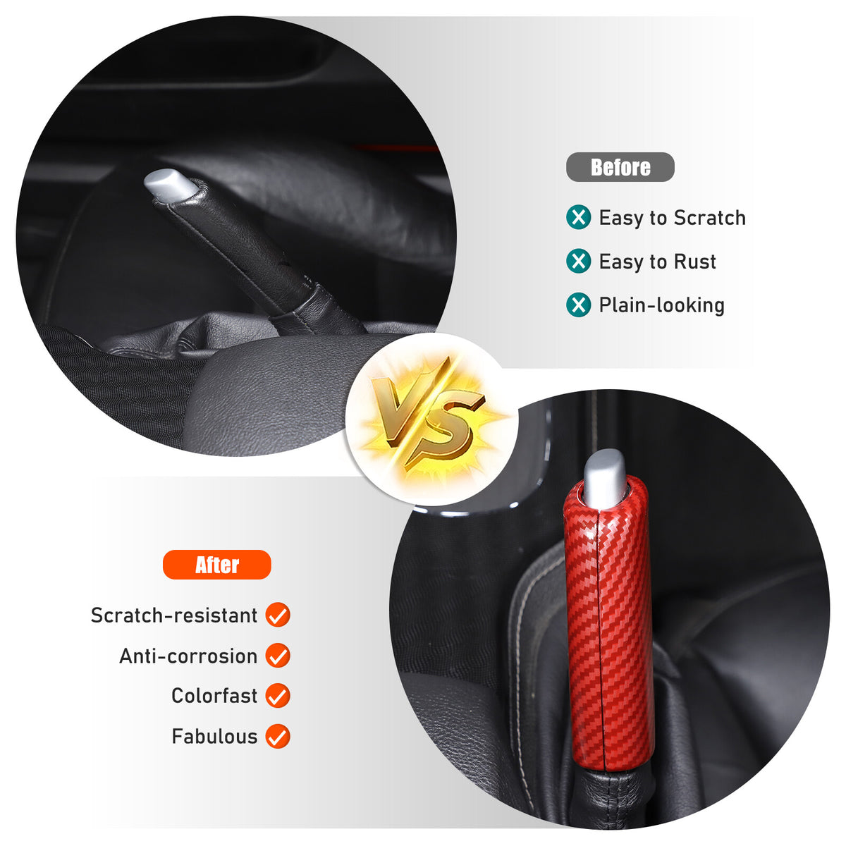 Red Carbon Fiber ABS Parking Brake Lever Sleeve Trim For Corvette C6 2005-2013 19
