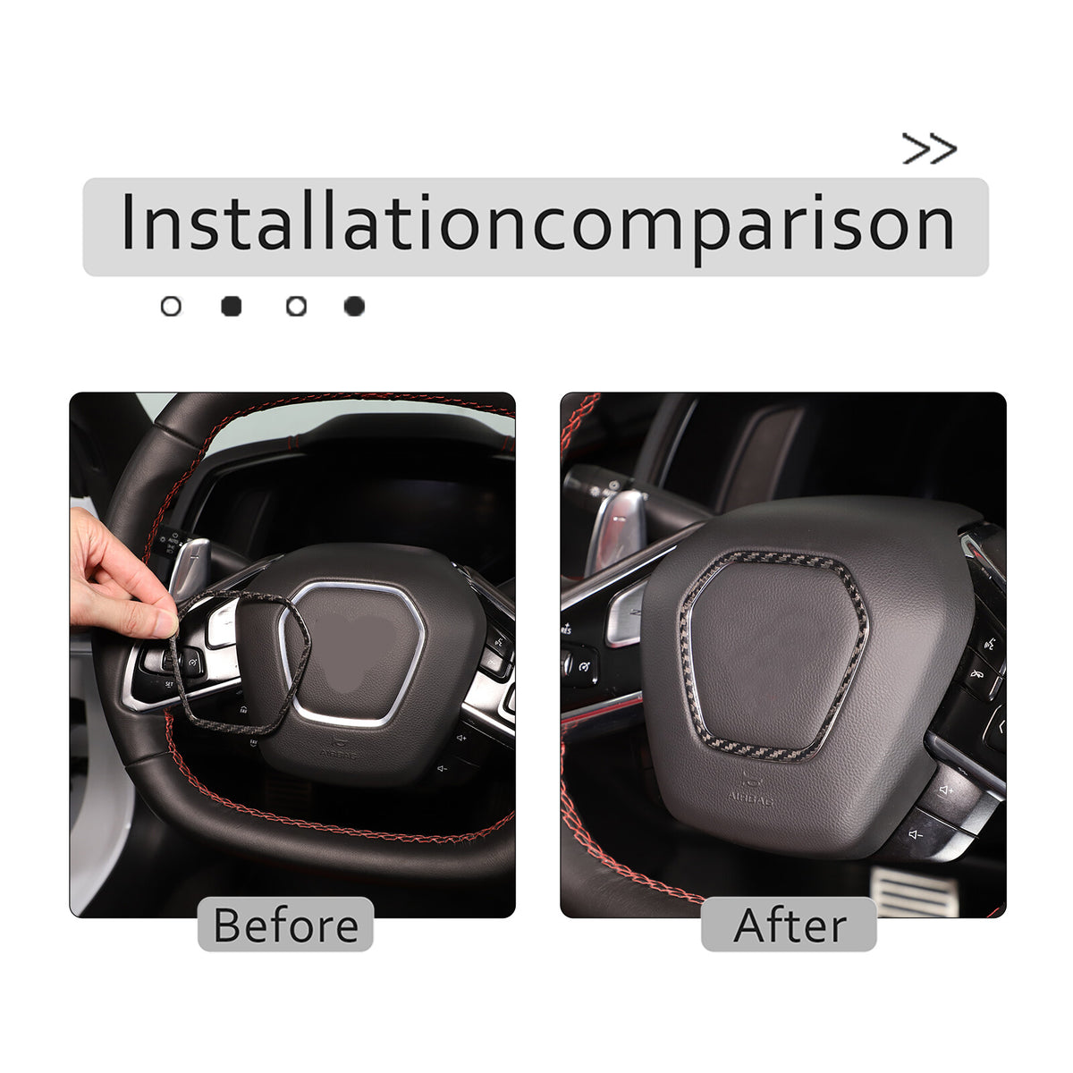 For C8 Corvette Carbon Fiber Steering Wheel Center Surround Cover Set 2020-2026 20