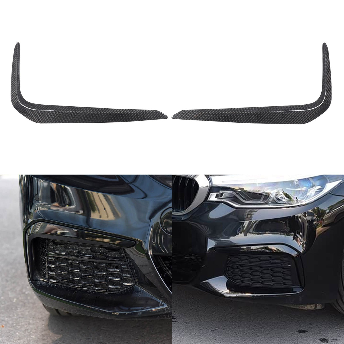 Real Carbon Fiber Front Fog Light Lamp Strip Trim For BMW 5 Series G30 2018-2020 13