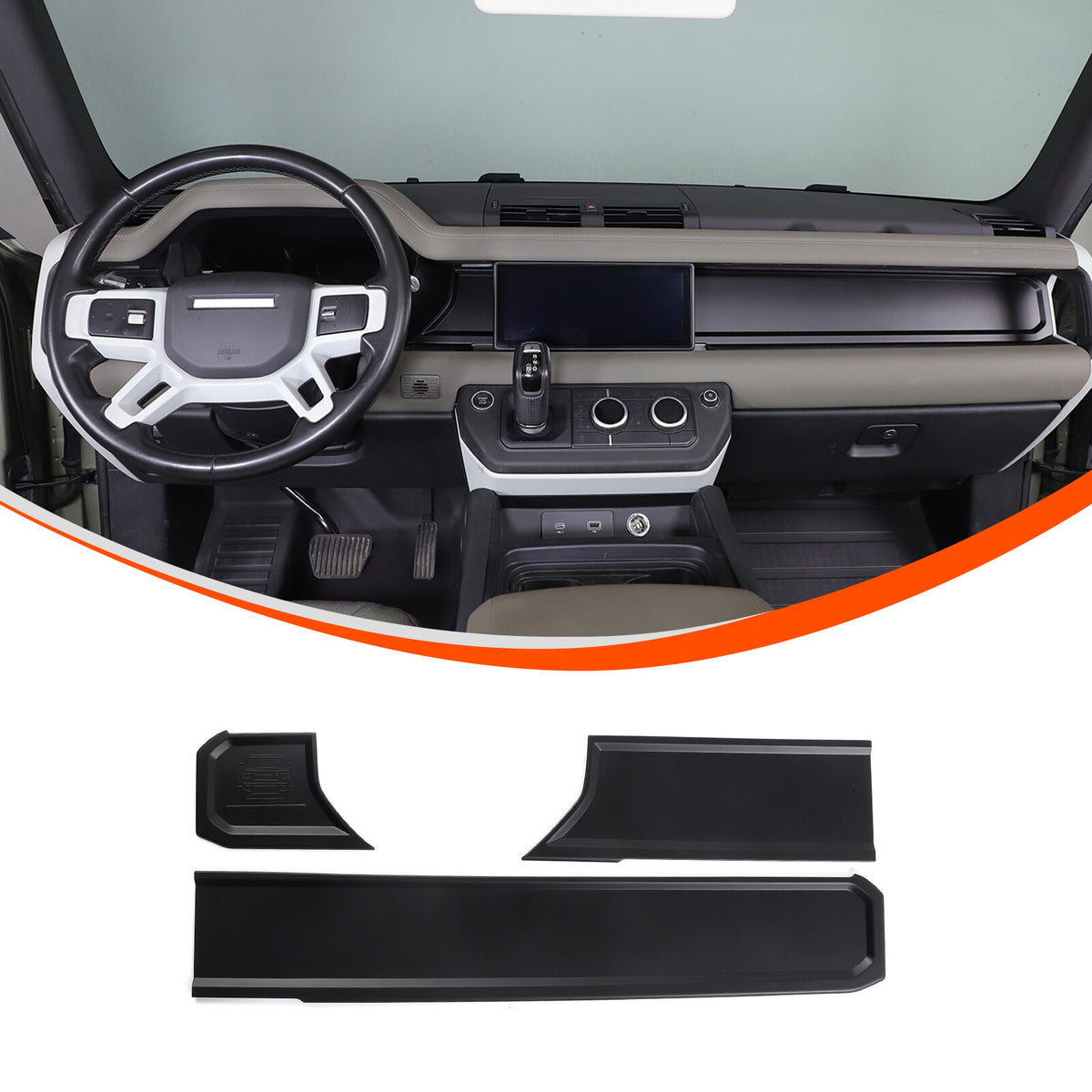 Matte Real Carbon fiber Dashboard wordmark Trim Cover For LR Defender 20-23 US 13