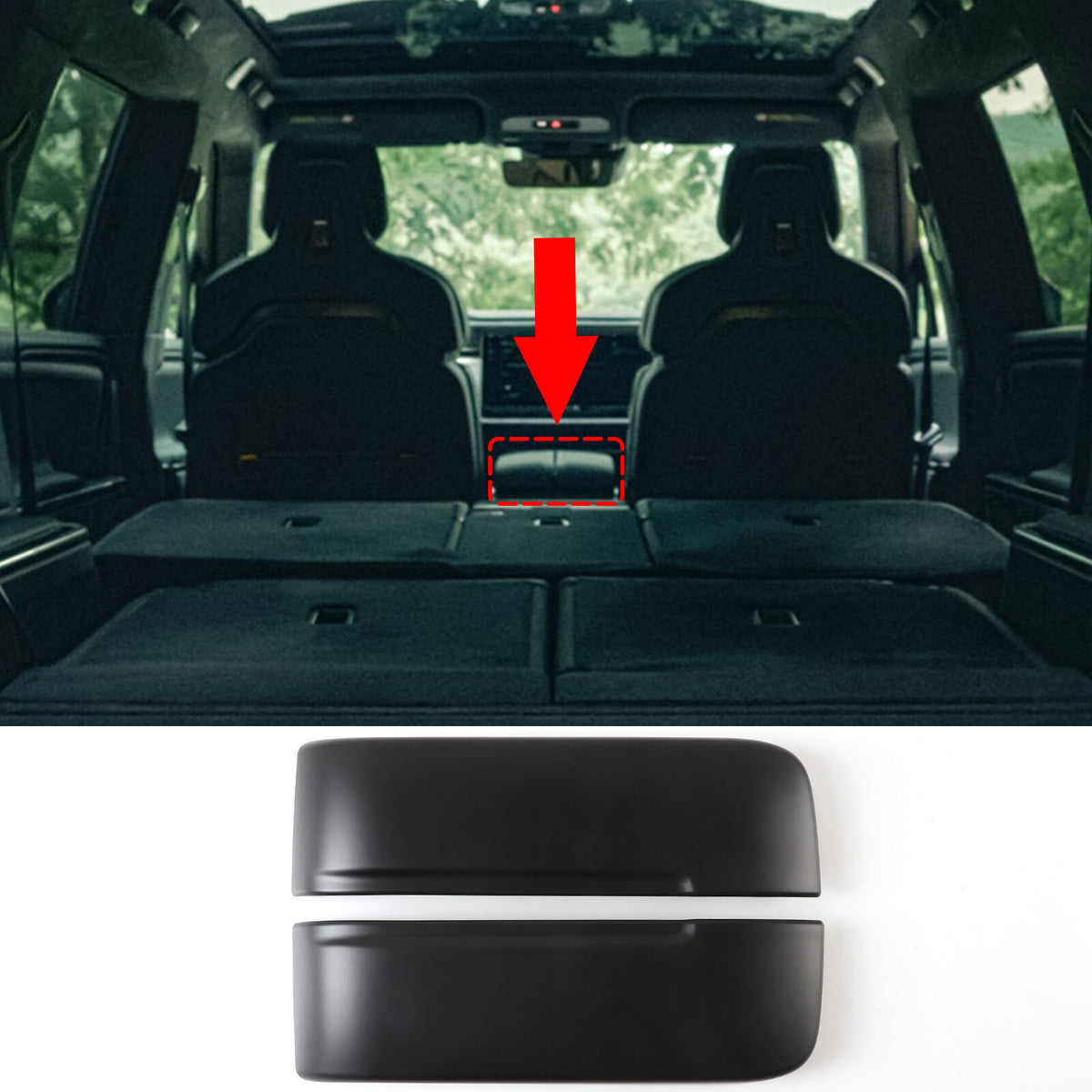 Matte Black Center Console Armrest Box Panel Cover Trim For Rivian R1T/R1S US 5