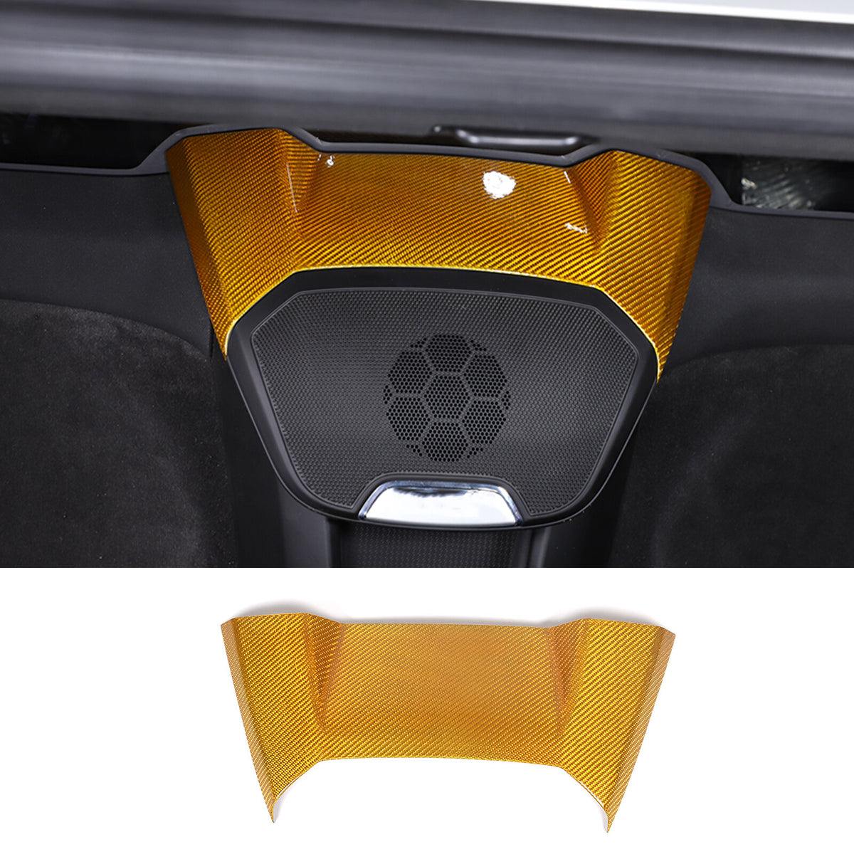 Yellow Carbon Fiber Rear Speaker Top Upper Cover Trim For Corvette C8 Coupe 2026 3