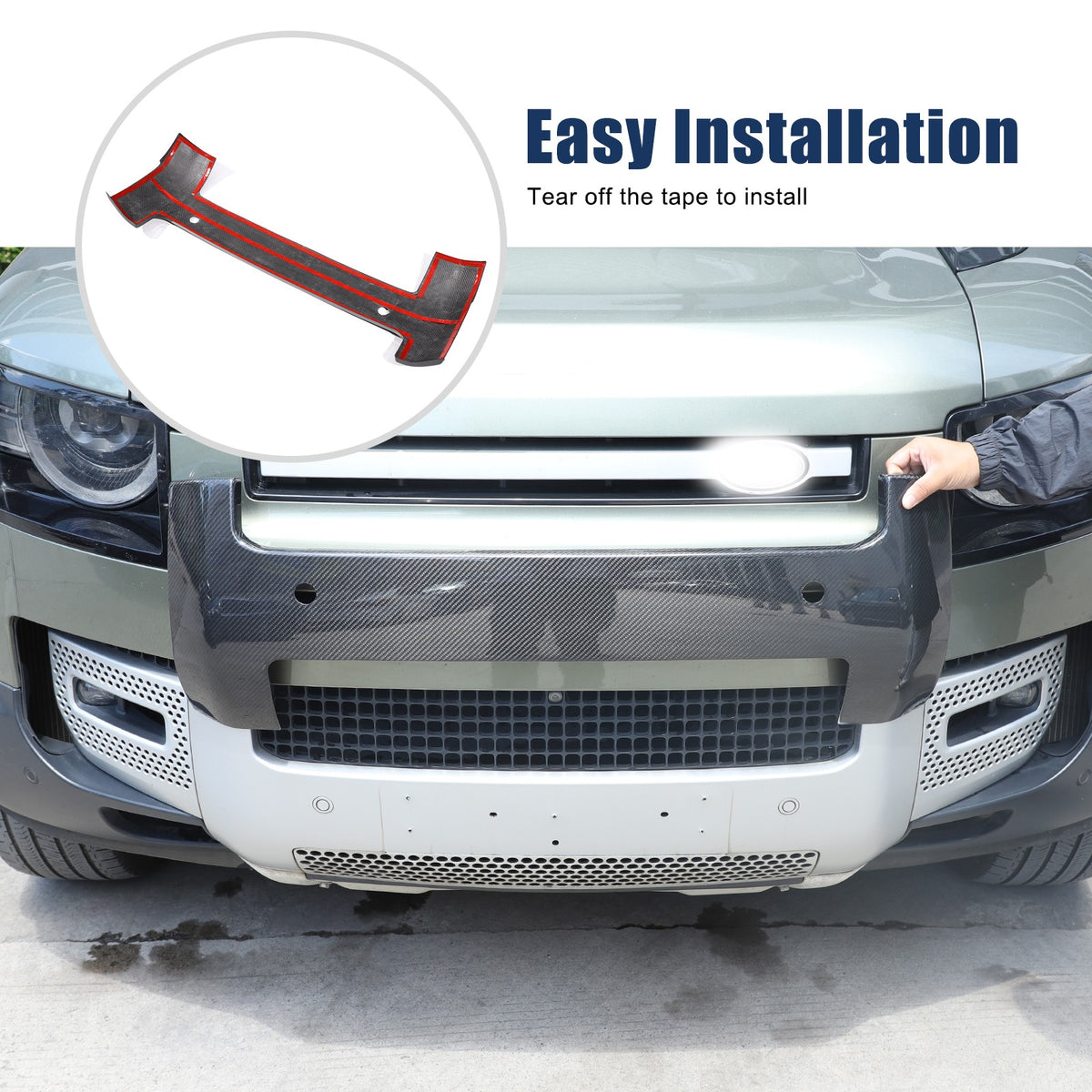 Real Carbon Fiber Front Bumper License Plate Base Trim For LR Defender L663 20+ 9