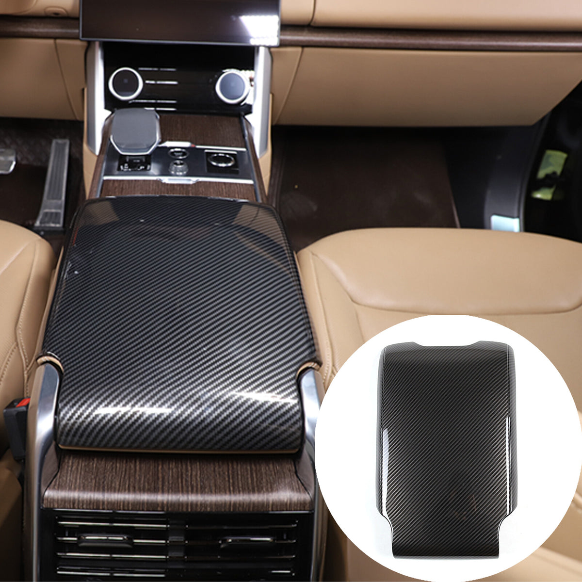 ABS Carbon Center Console Armrest Box Cover For Range Rover Sport/Vogue 23-24 8