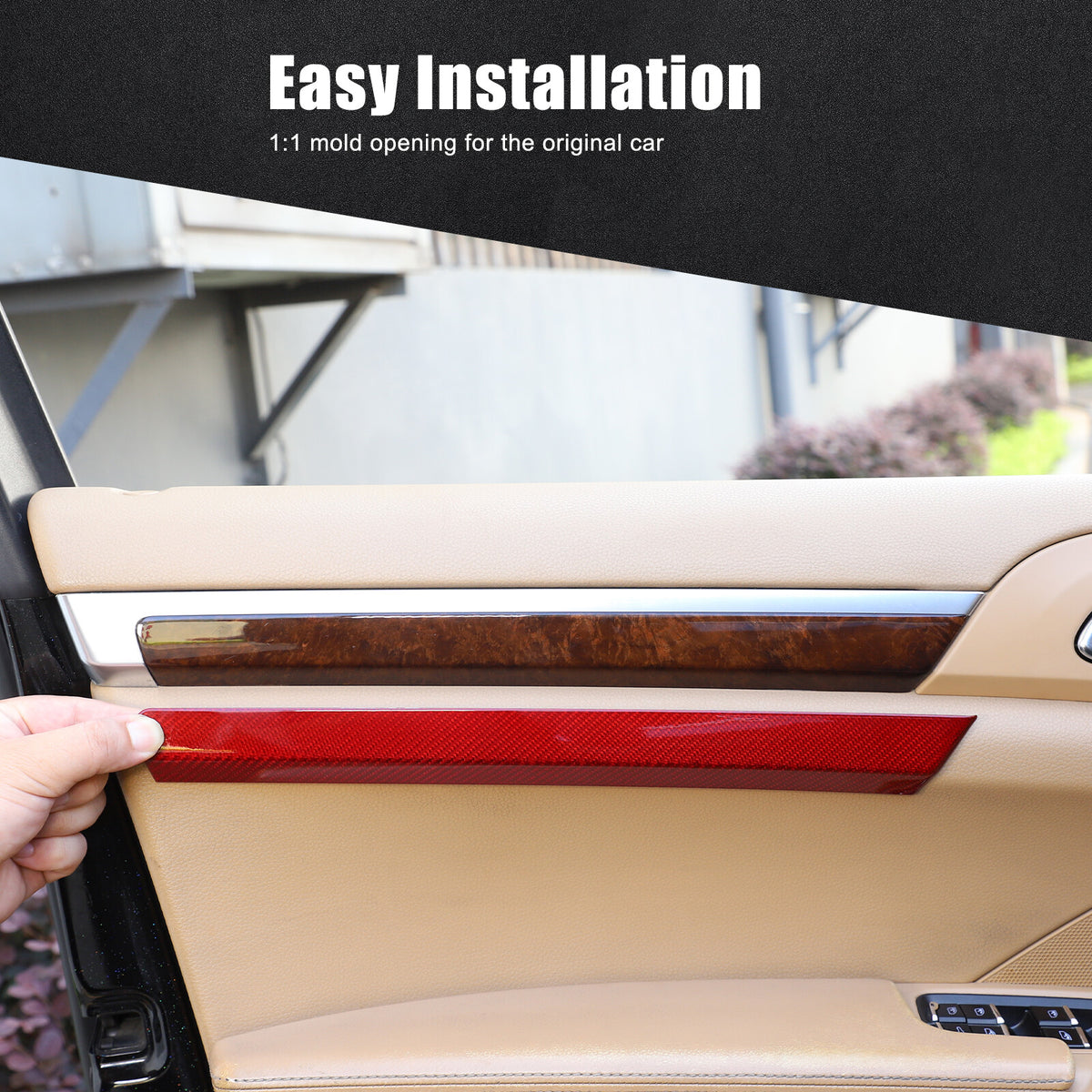 Red Real Carbon Fiber Interior door panel Trim For Porsche Cayenne 958 11-17 2