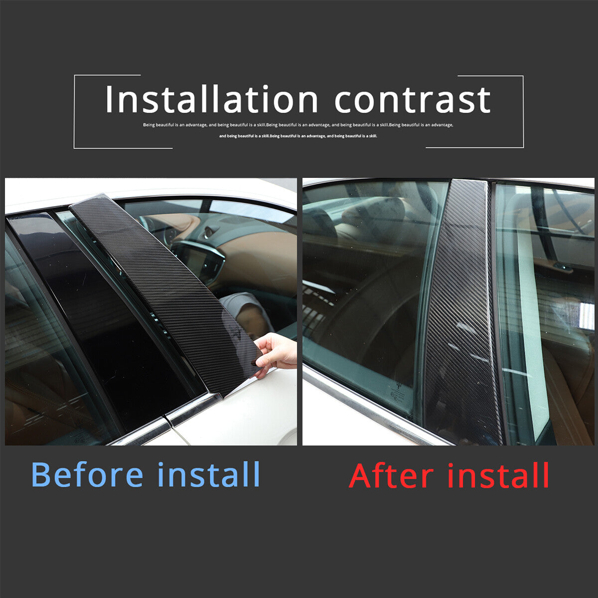Real Carbon Fiber Window B Pillar Trim For Maserati Ghibli Quattroporte 2014-24 5