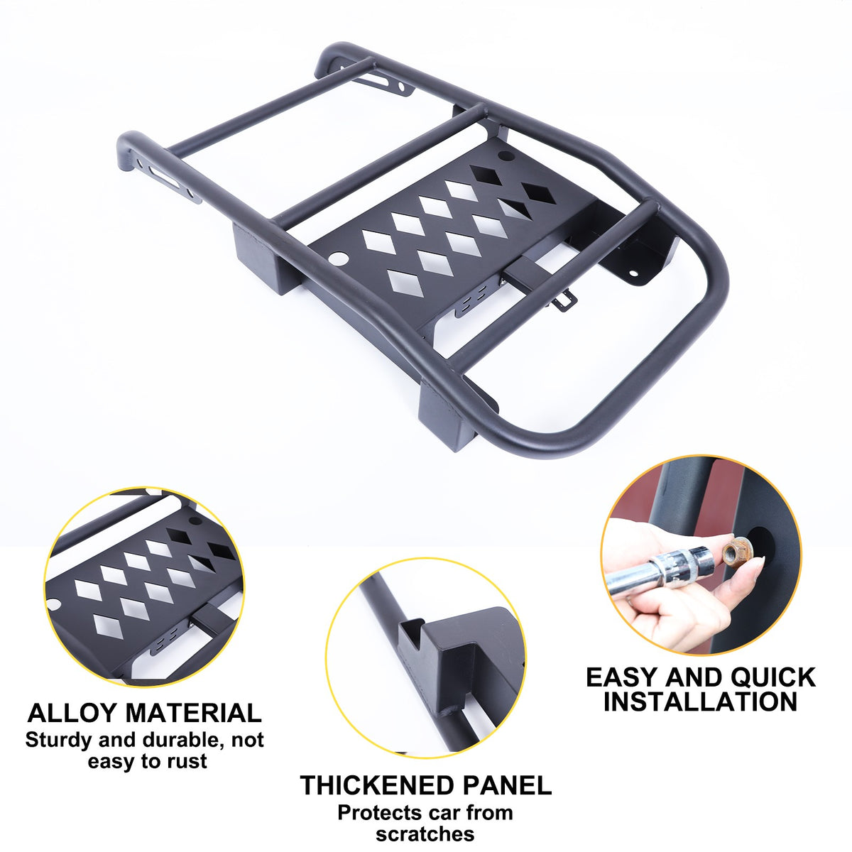 Black Carbon Steel Rear Trunk Middle Tail Ladder For Toyota FJ Cruiser 2007-2021 15