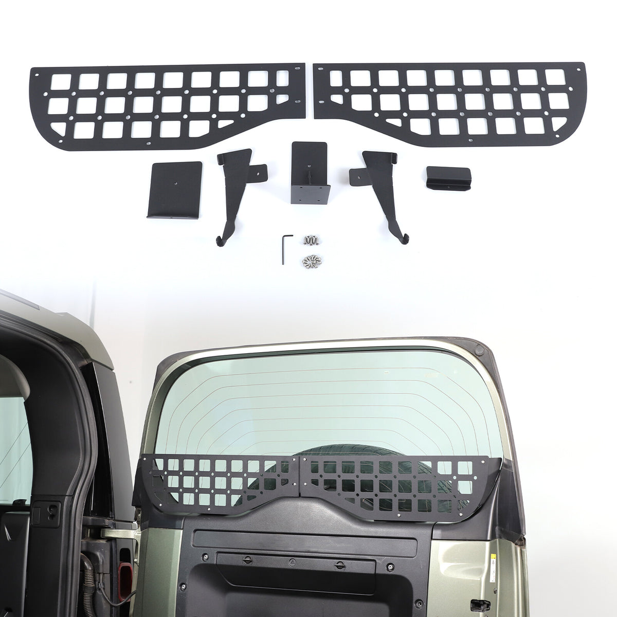 Alloy Tailgate Window Storage Fence Molle Panel Rack For LR Defender L663 2020+ 2