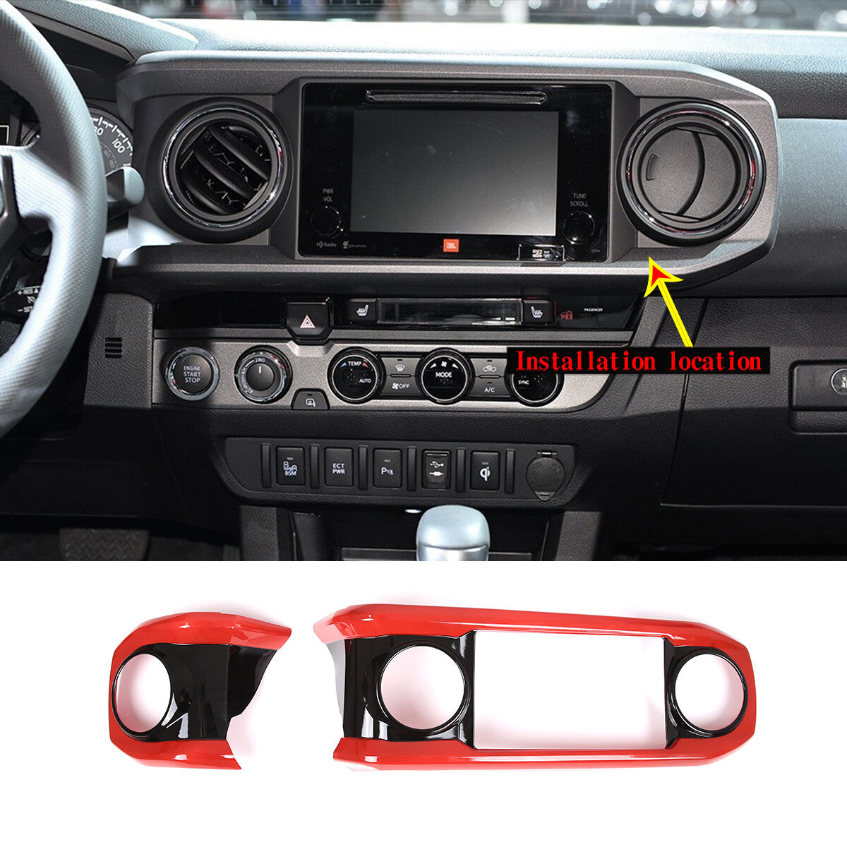 ABS Black & Red Dashboard Air Vent Outlet Cover Trim For Toyota Tacoma 16-23 US 2