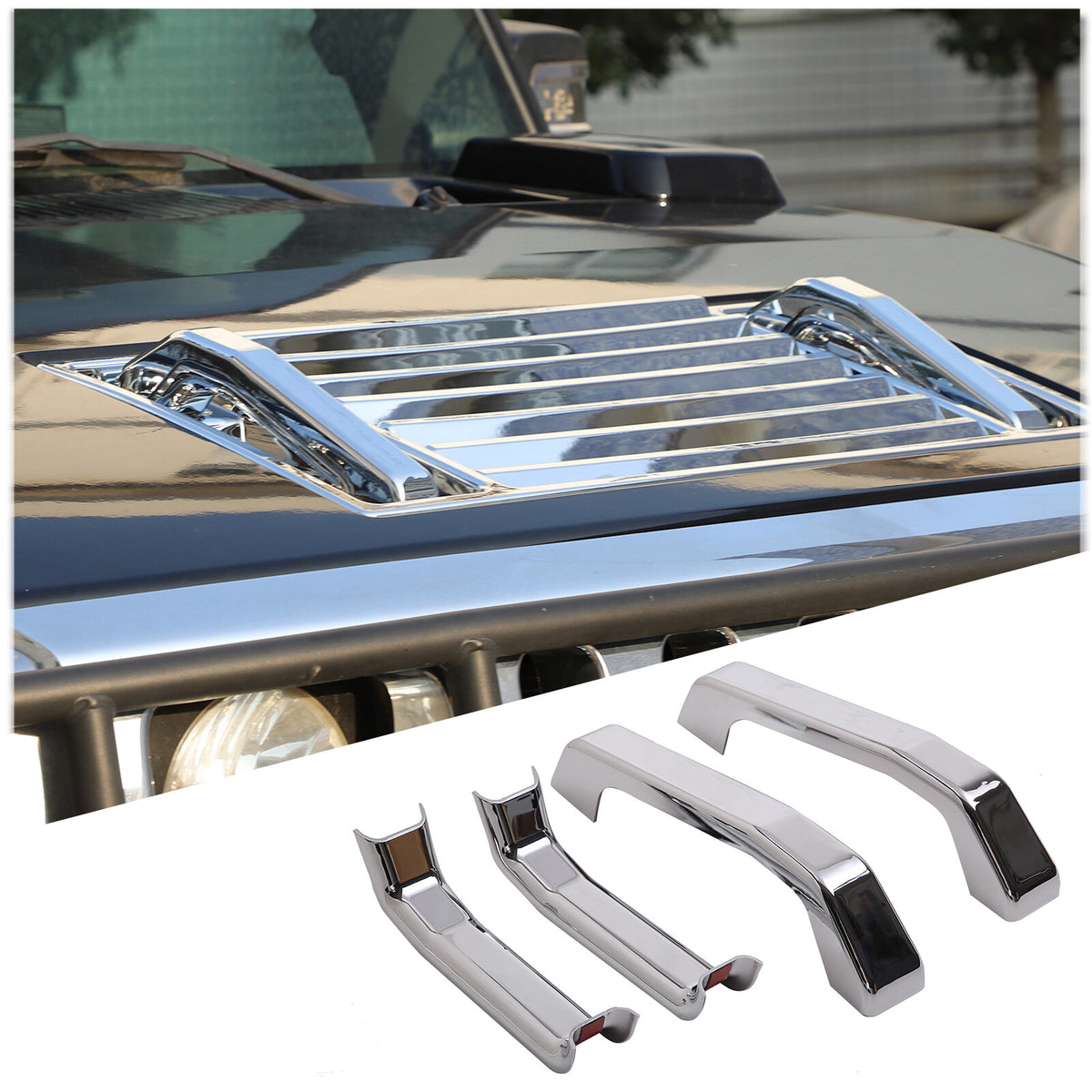 Silver Chrome Exterior Door Handle Mirror Hood Vent Trim Kit For Hummer H2 03-09 29