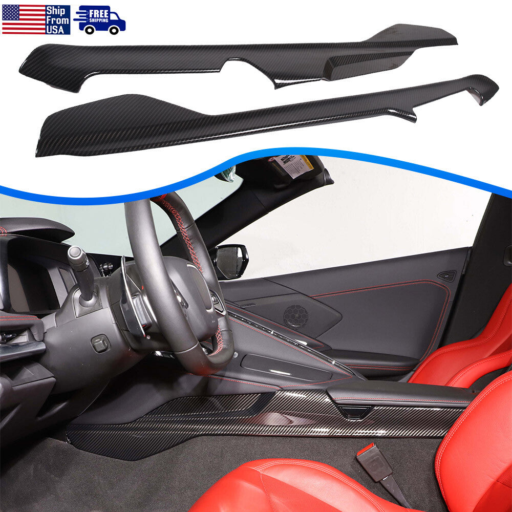 ABS Carbon Fiber Center Console Side Trim Strip Cover For Corvette C8 2020-2026 1