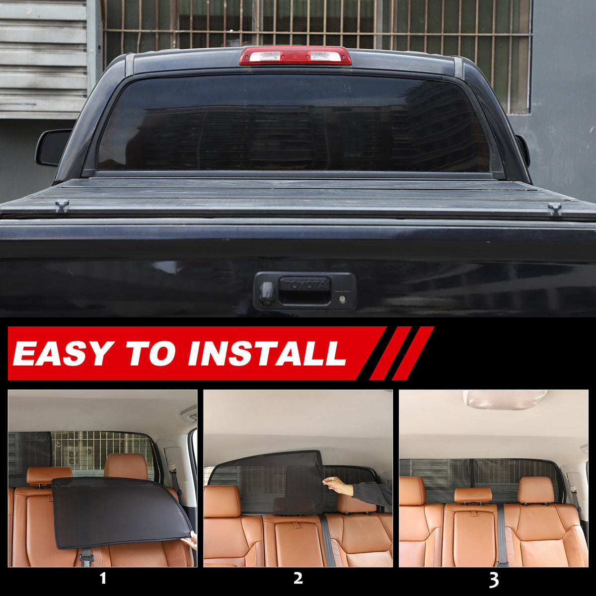 Black Window Screen Sun Shade Mesh Cover Windshield for Toyota Tundra 2007-2021 5