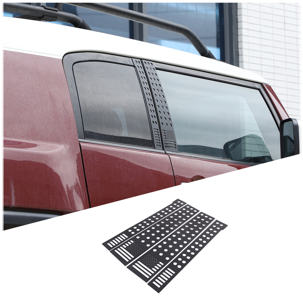 US Flag Alloy Window Center Pillar Trim Panel For Toyota FJ Cruiser 2007-21 7