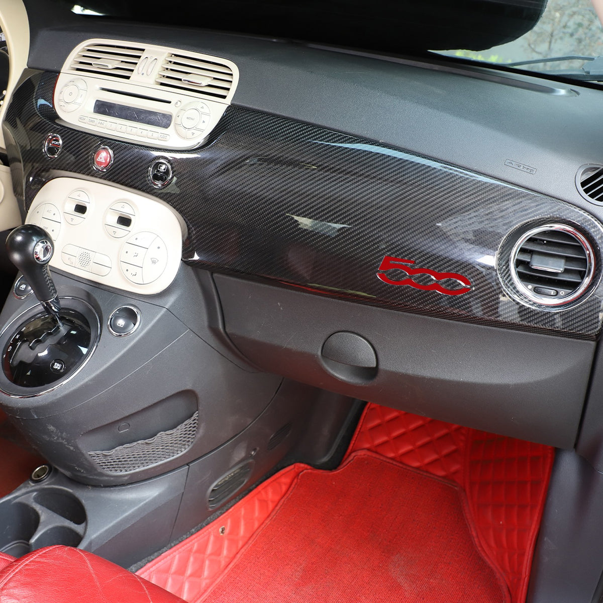 Real Carbon Fiber Dashboard Panel Trim Cover For Fiat 500 312 2007-2015 22