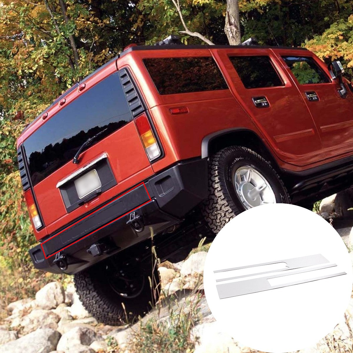 Rear Bumper Panel Trim For Hummer H2 2003-2009 (Without Spare Tire Style) 5