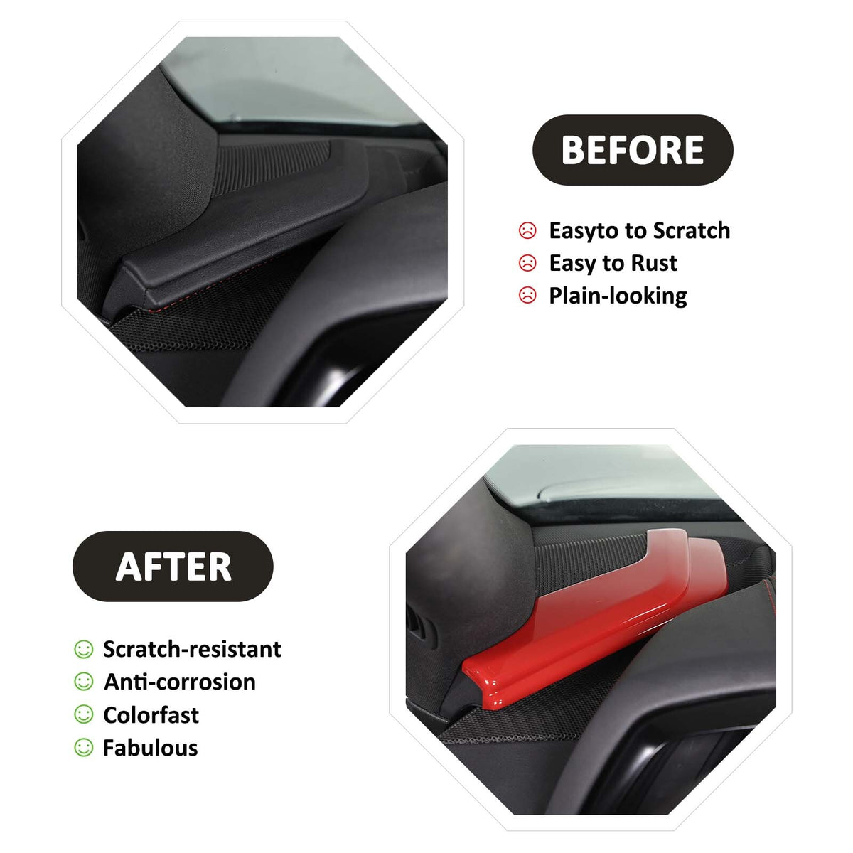 Sport Red ABS Interior Dashboard Side Panel Cover Trim For Corvette C8 2020-2026 5