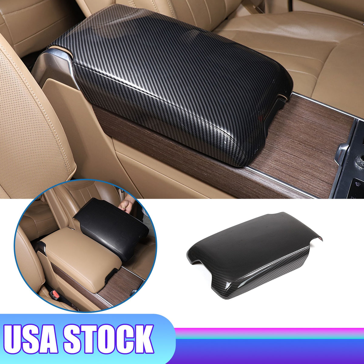 ABS Carbon Center Console Armrest Box Cover For Range Rover Sport/Vogue 23-24 1