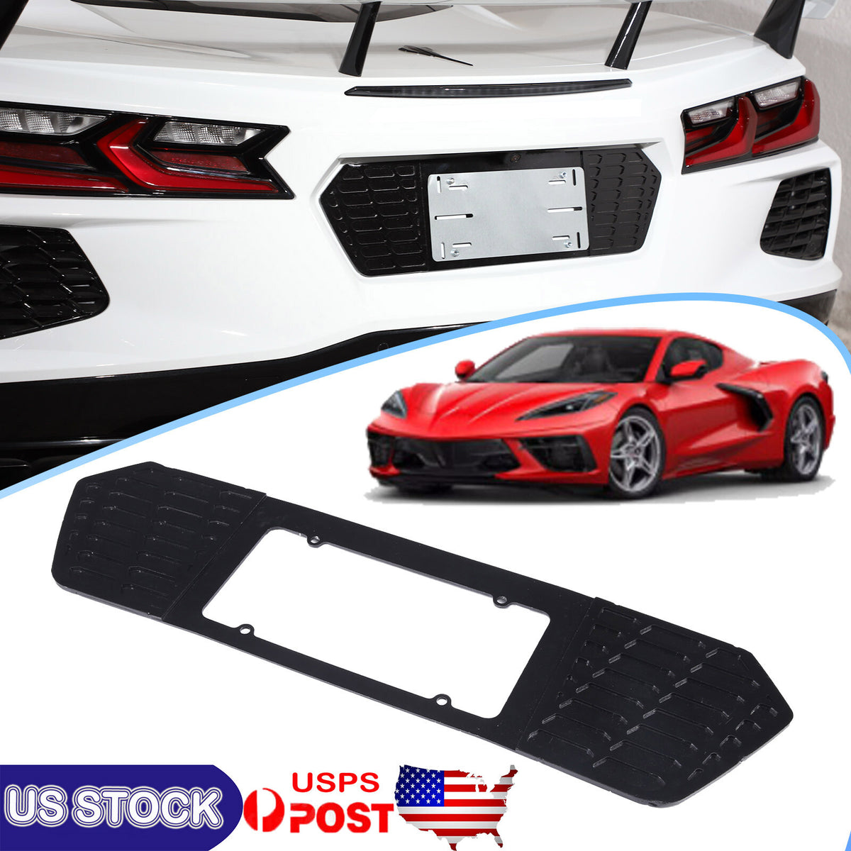 Alloy Rear License Plate Filler Trim Cover For Corvette C8 Stingray Z51 20+ 61