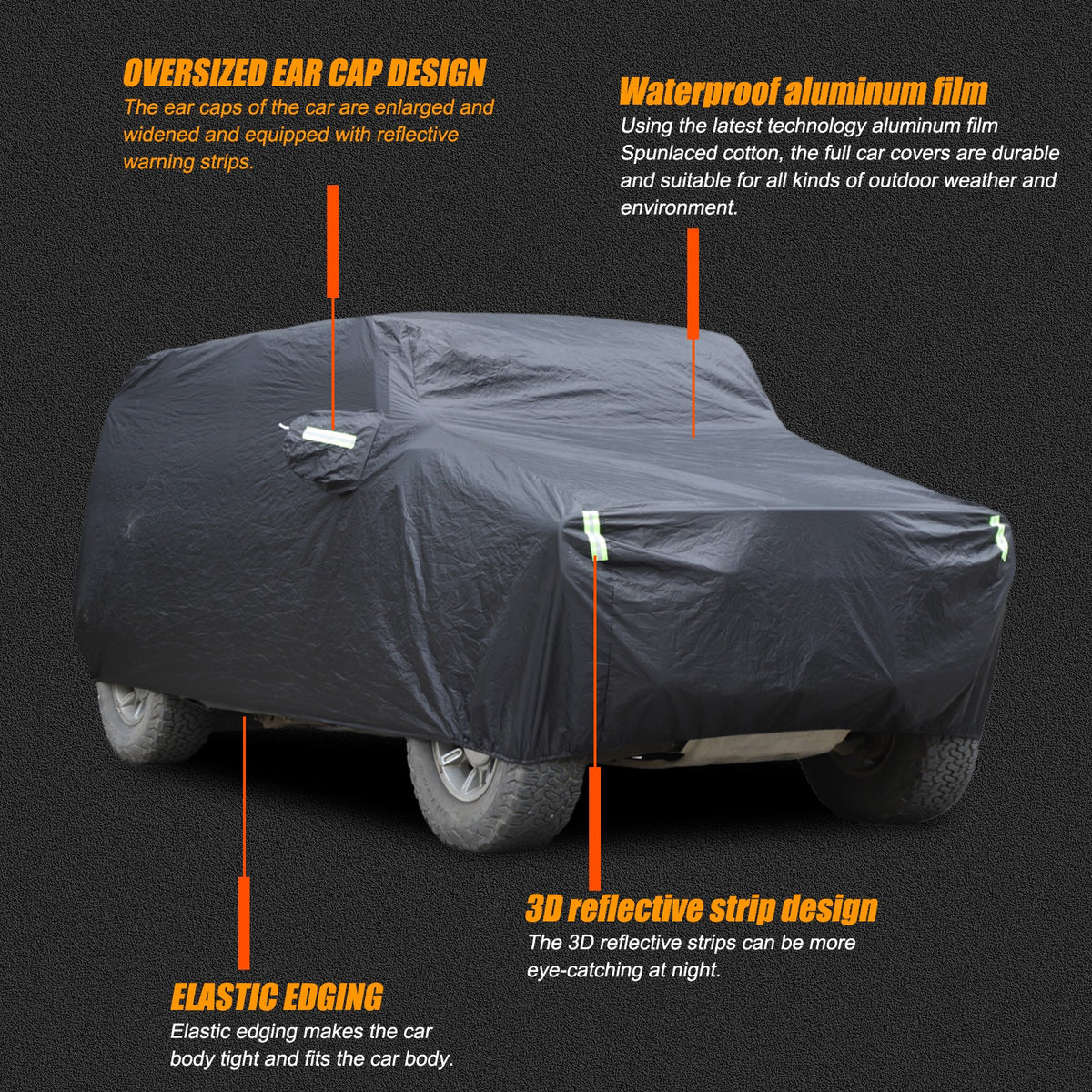 Black Full Car Cover Outdoor Waterproof Sun Car Cover For Hummer H2 2003-2009 9