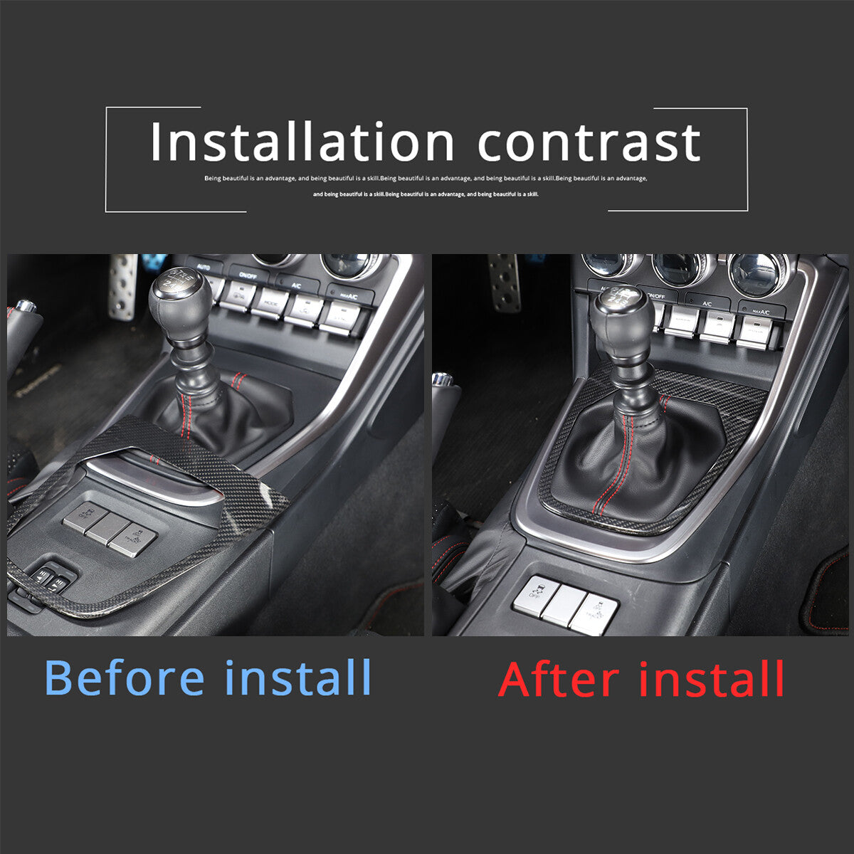 Real Dry Carbon Fiber Center Gear Panel Trim Kit For Toyota 86/Subaru BRZ MT 22+ 8