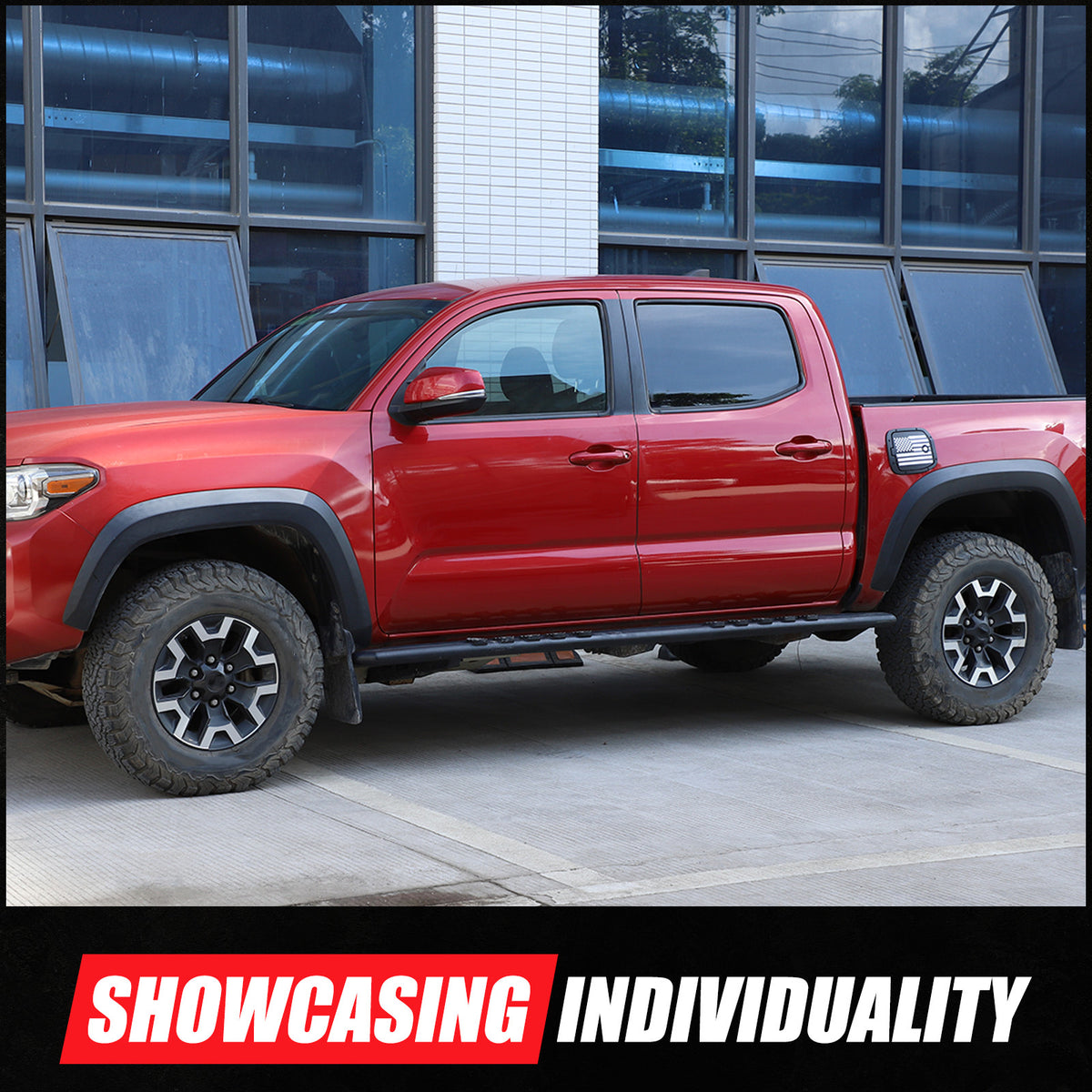 US Flag Lock Key Aluminum Gas Fuel Tank Door Cover For Toyota Tacoma 2016-23 US 12