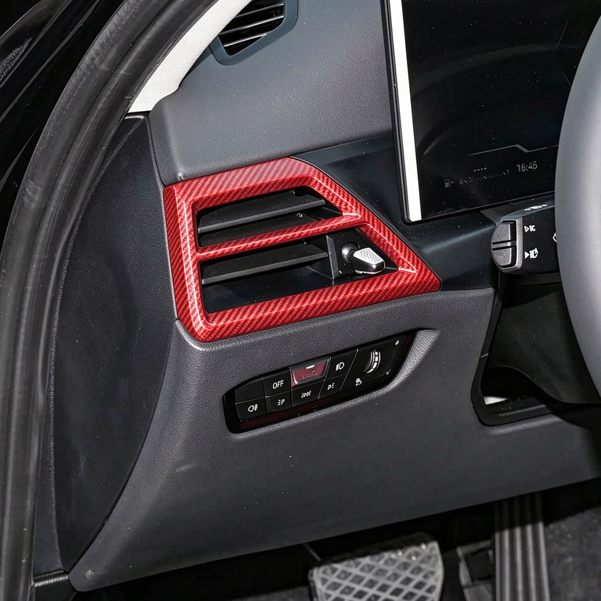 Red Real Carbon Fiber Side Air Vent Trim Cover For BMW 3 Series 2025+ 4