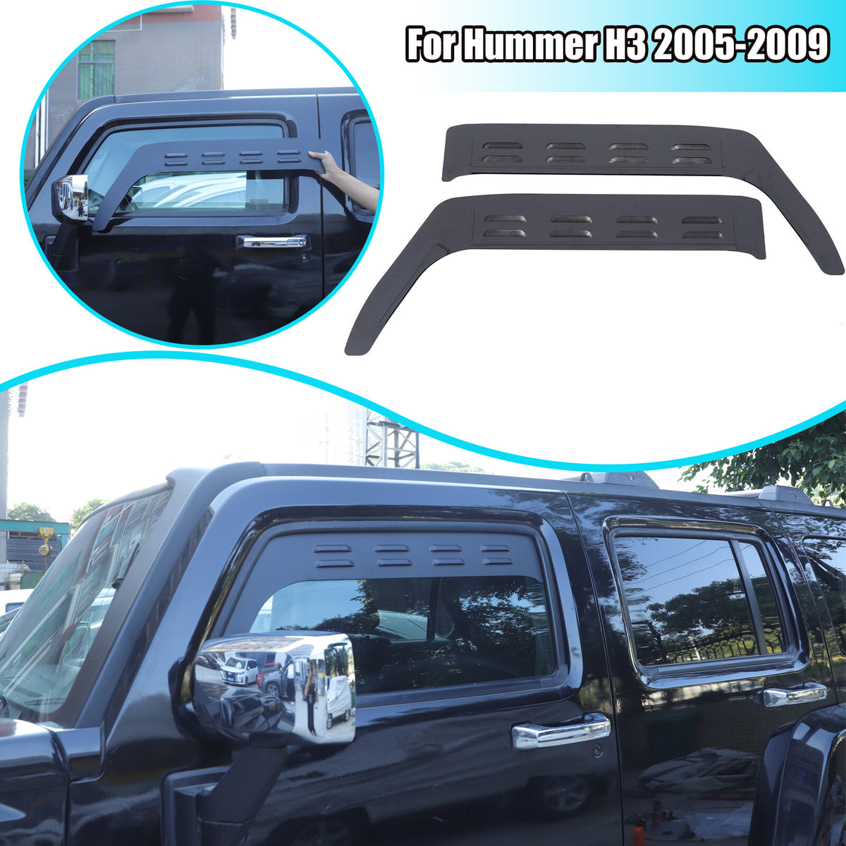 Front & Rear Window Glass Louver Air Vent Panel Trim For Hummer H3 2005-09 US 2