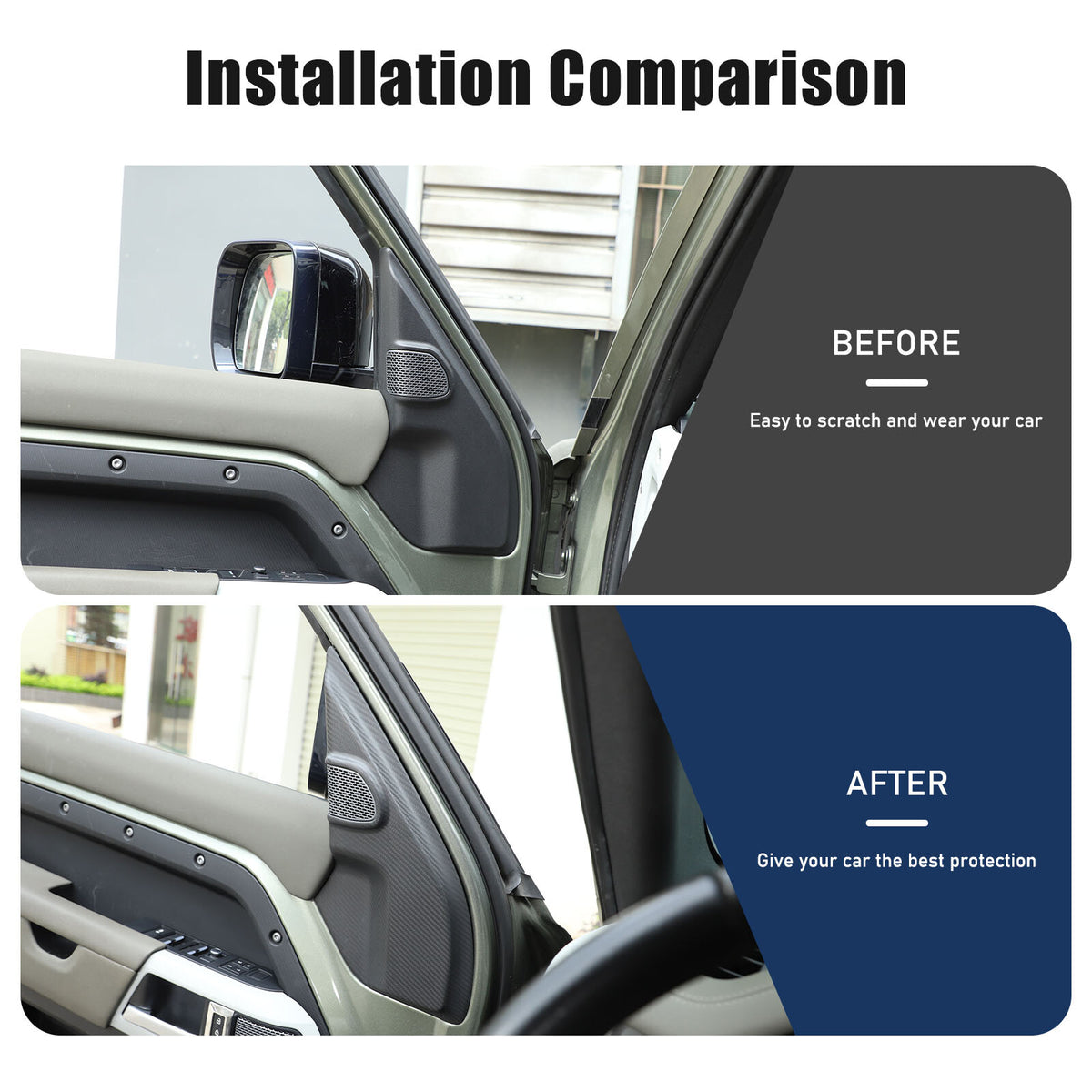 Matte Real Carbon Fiber A pillar Door Speaker Trim Cover For LR Defender 20-24 17