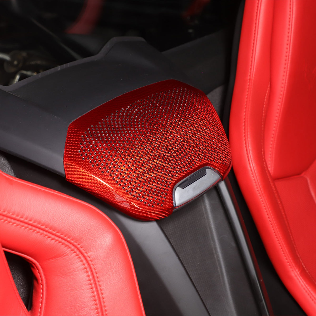 Red Real Carbon Fiber Rear Speaker Grille Trim For Corvette C8 1LT/2LT 2020+ 15