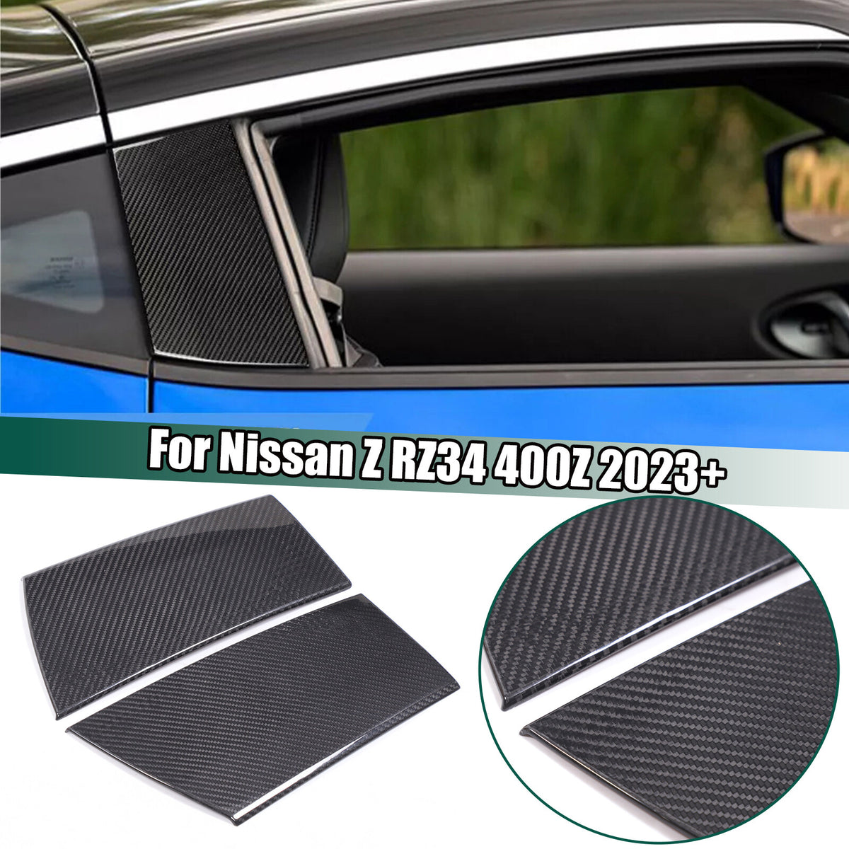 Real Carbon Fiber Car B-Pillar Trim Cover For Nissan Z RZ34 400Z 2023+ 1
